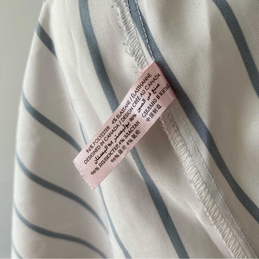 La Vie En Rose Black and White Vertical Stripe Satin Shirt - Picture 7 of 10